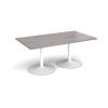 Trumpet base rectangular boardroom table 1800mm x 1000mm - white base Grey Oak Top - TB18-WH-GO