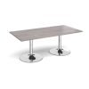 Trumpet base rectangular boardroom table 2000mm x 1000mm - chrome base Grey Oak Top - TB20-C-GO