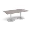 Trumpet base rectangular boardroom table 2000mm x 1000mm - silver base Grey Oak Top - TB20-S-GO