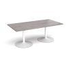 Trumpet base rectangular boardroom table 2000mm x 1000mm - white base Grey Oak Top - TB20-WH-GO
