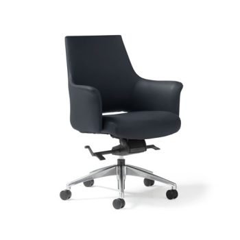 Tempo medium back executive chair in the Black faux leather - TEM200K2-K
