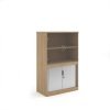 Systems combination unit with tambour doors and glass upper doors 1600mm high with 2 shelves - Kendal Oak - TG16KO