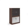 Systems combination unit with tambour doors and glass upper doors 1600mm high with 2 shelves - Walnut - TG16W