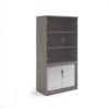 Systems combination unit with tambour doors and glass upper doors 2000mm high with 2 shelves - Grey Oak - TG20GO