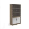 Systems combination unit with tambour doors and glass upper doors 2000mm high with 2 shelves - Nebraska Oak - TG20NO