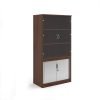 Systems combination unit with tambour doors and glass upper doors 2000mm high with 2 shelves - Walnut - TG20W