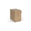 Tall mobile 3 drawer pedestal with silver handles 600mm deep - Kendal Oak - TMPKO