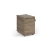 Tall mobile 3 drawer pedestal with silver handles 600mm deep - Nebraska Oak - TMPNO