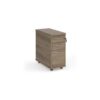 Tall slimline mobile 3 drawer pedestal with silver handles 600mm deep - Nebraska Oak - TNMPNO