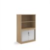 Systems combination unit with tambour doors and open top 1600mm high with 2 shelves - Kendal Oak - TO16KO