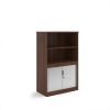 Systems combination unit with tambour doors and open top 1600mm high with 2 shelves - Walnut - TO16W