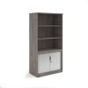 Systems combination unit with tambour doors and open top 2000mm high with 2 shelves - Grey Oak - TO20GO