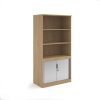 Systems combination unit with tambour doors and open top 2000mm high with 2 shelves - Kendal Oak - TO20KO