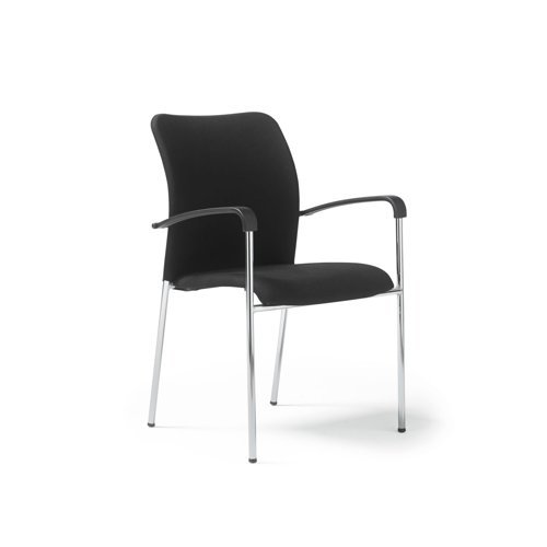 Tori upholstered seat and back chrome frame stacking chair arms - TOR101H-K