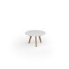Unity coffee table 800dia with solid oak leg in white - UCC8-WH