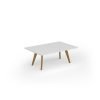 Unity coffee table 1200w x 800d with 4x solid oak legs top in white - UCR128-WH