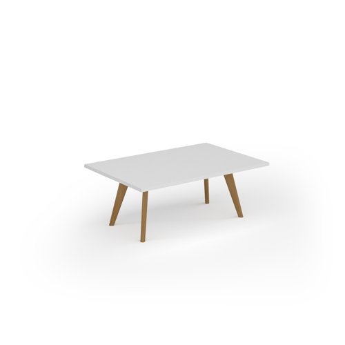 Unity coffee table 1200w x 800d with 4x solid oak legs top in white - UCR128-WH