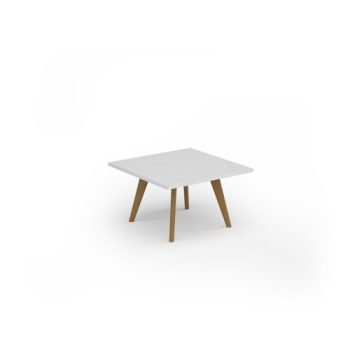 Unity coffee table 800w x 800d with 4x solid oak legs top in white - UCR88-WH