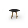Unity circular dining table 1000dia with solid oak leg in black - UDC10-BK