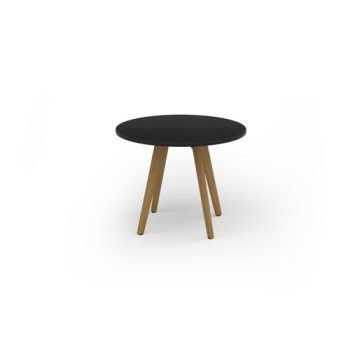 Unity circular dining table 1000dia with solid oak leg in black - UDC10-BK