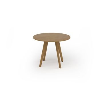 Unity circular dining table 1000dia with solid oak leg in oak - UDC10-O
