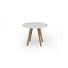 Unity circular dining table 1000dia with solid oak leg in white - UDC10-WH