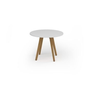 Unity circular dining table 1000dia with solid oak leg in white - UDC10-WH