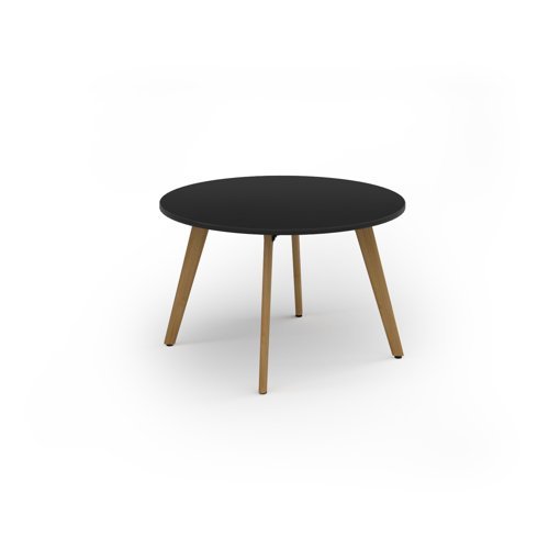 Unity circular dining table 1200dia with solid oak leg in black - UDC12-BK