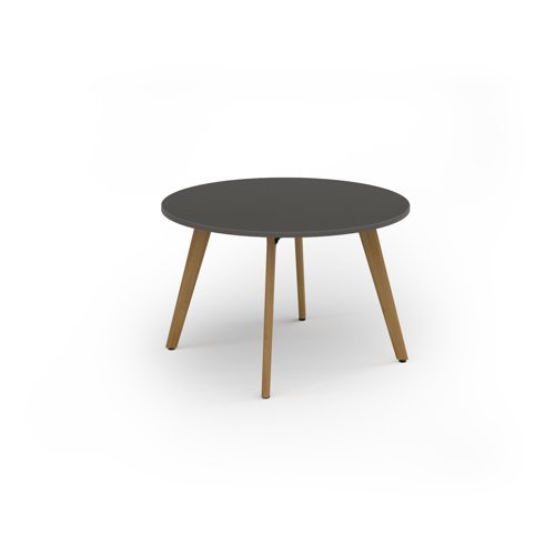 Unity circular dining table 1200dia with solid oak leg in onyx grey - UDC12-OG