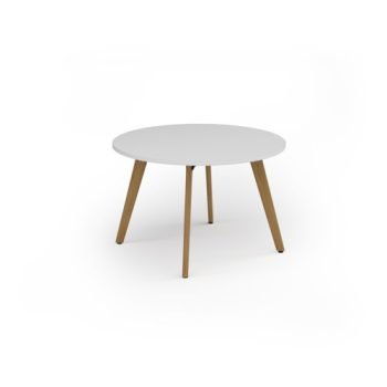 Unity circular dining table 1200dia with solid oak leg in white - UDC12-WH