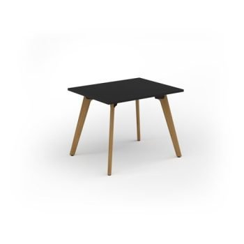 Unity dining table 1000w x 800d with 4x solid oak legs top in black - UDR108-BK