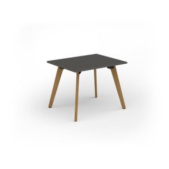 Unity dining table 1000w x 800d with 4x solid oak legs top in onyx grey - UDR108-OG