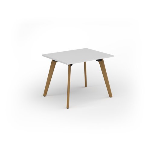 Unity dining table 1000w x 800d with 4x solid oak legs top in white - UDR108-WH