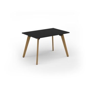 Unity dining table 1200w x 800d with 4x solid oak legs top in black - UDR128-BK