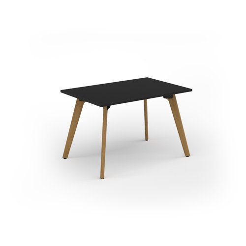 Unity dining table 1200w x 800d with 4x solid oak legs top in black - UDR128-BK