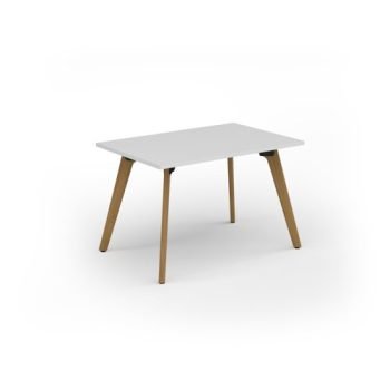 Unity dining table 1200w x 800d with 4x solid oak legs top in white - UDR128-WH