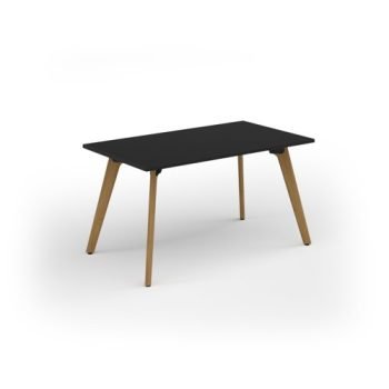 Unity dining table 1400w x 800d with 4x solid oak legs top in black - UDR148-BK