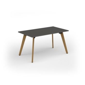 Unity dining table 1400w x 800d with 4x solid oak legs top in onyx grey - UDR148-OG