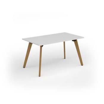 Unity dining table 1400w x 800d with 4x solid oak legs top in white - UDR148-WH