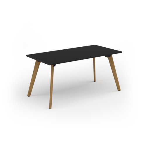 Unity dining table 1600w x 800d with 4x solid oak legs top in black - UDR168-BK