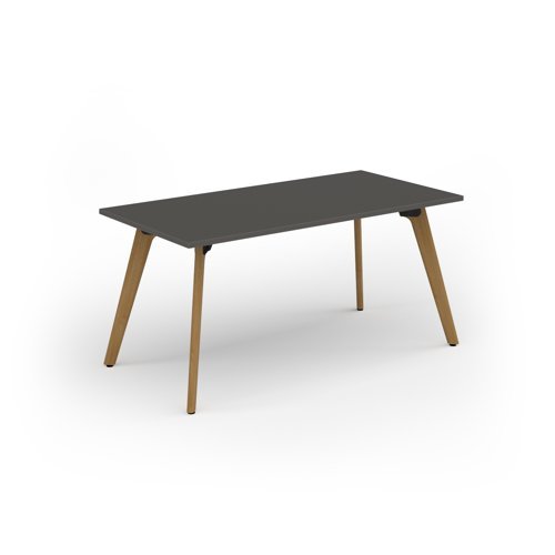 Unity dining table 1600w x 800d with 4x solid oak legs top in onyx grey - UDR168-OG