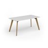 Unity dining table 1600w x 800d with 4x solid oak legs top in white - UDR168-WH