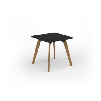 Unity dining table 800w x 800d with 4x solid oak legs top in black - UDR88-BK