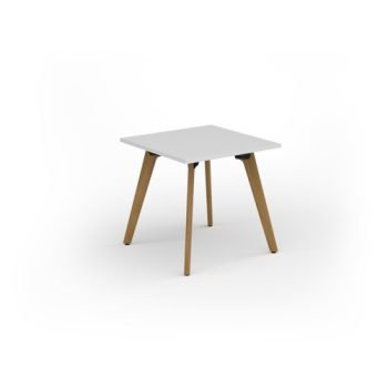 Unity dining table 800w x 800d with 4x solid oak legs top in white - UDR88-WH