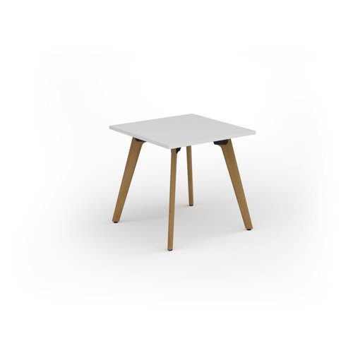 Unity dining table 800w x 800d with 4x solid oak legs top in white - UDR88-WH