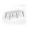 Unity worktable 2400w x 1200d with 4x solid oak legs top in white - UDW2412-WH