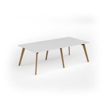 Unity worktable 2400w x 1200d with 4x solid oak legs top in white - UDW2412-WH