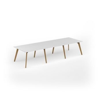 Unity worktable 3600w x 1200d with 4x solid oak legs top in white - UDW3612-WH