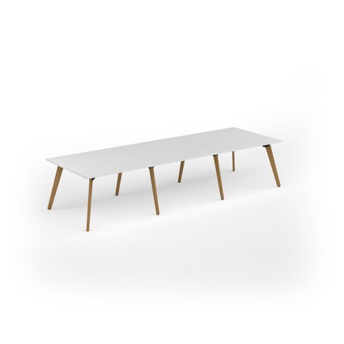 Unity worktable 3600w x 1200d with 4x solid oak legs top in white - UDW3612-WH