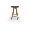 Unity circular poseur table 800dia with solid oak leg in onyx grey - UPC8-OG